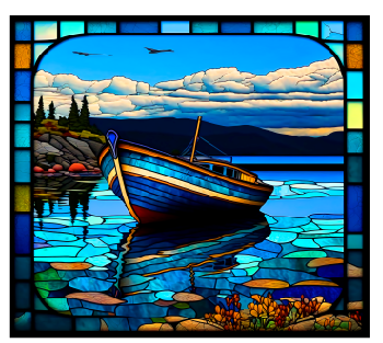 Stained Glass Boat Full Color Skinny Tumbler Wrap